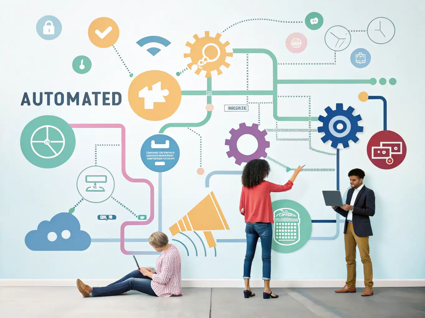 A visual representation of scalable expertise, showing a network of interconnected specialists working together seamlessly.